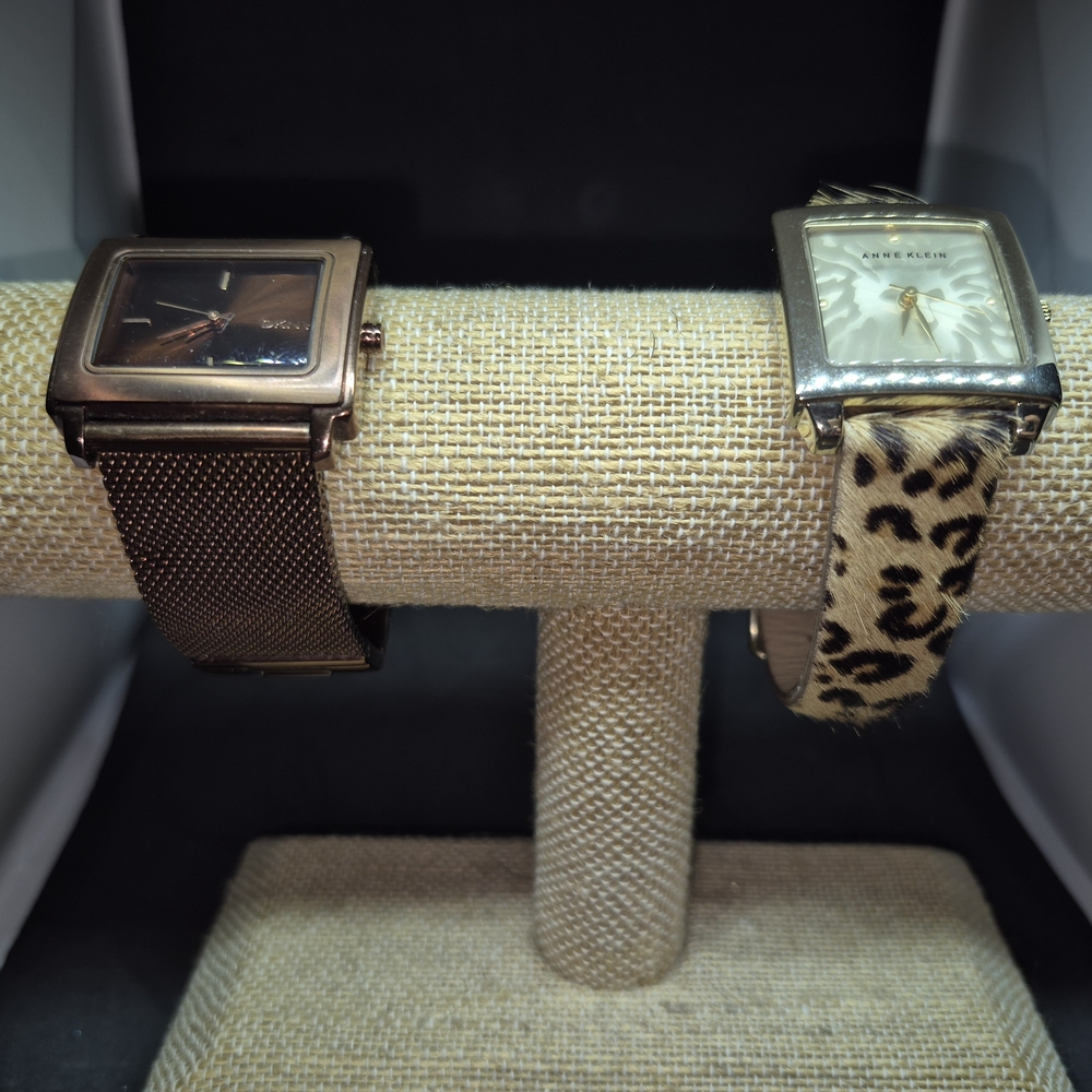 Anne Klein Women's Leopard Print & DKNY Metallic Watches